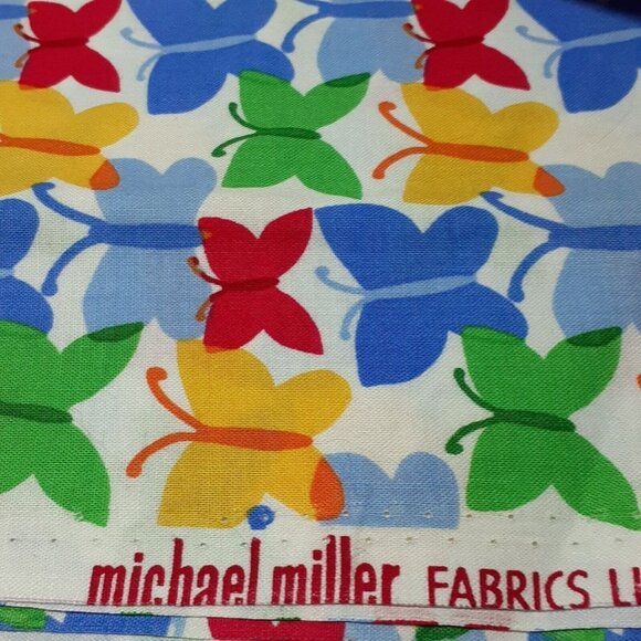 Cotton Sewing Fabric Colorful Butterflies Multi-Colored Spring 1 yd + 7" - Picture 4 of 6